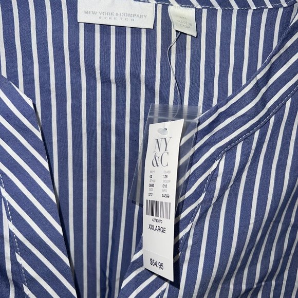 NY&C Striped, V-neck Poplin Wrap blouse Size XXL - Picture 8 of 8